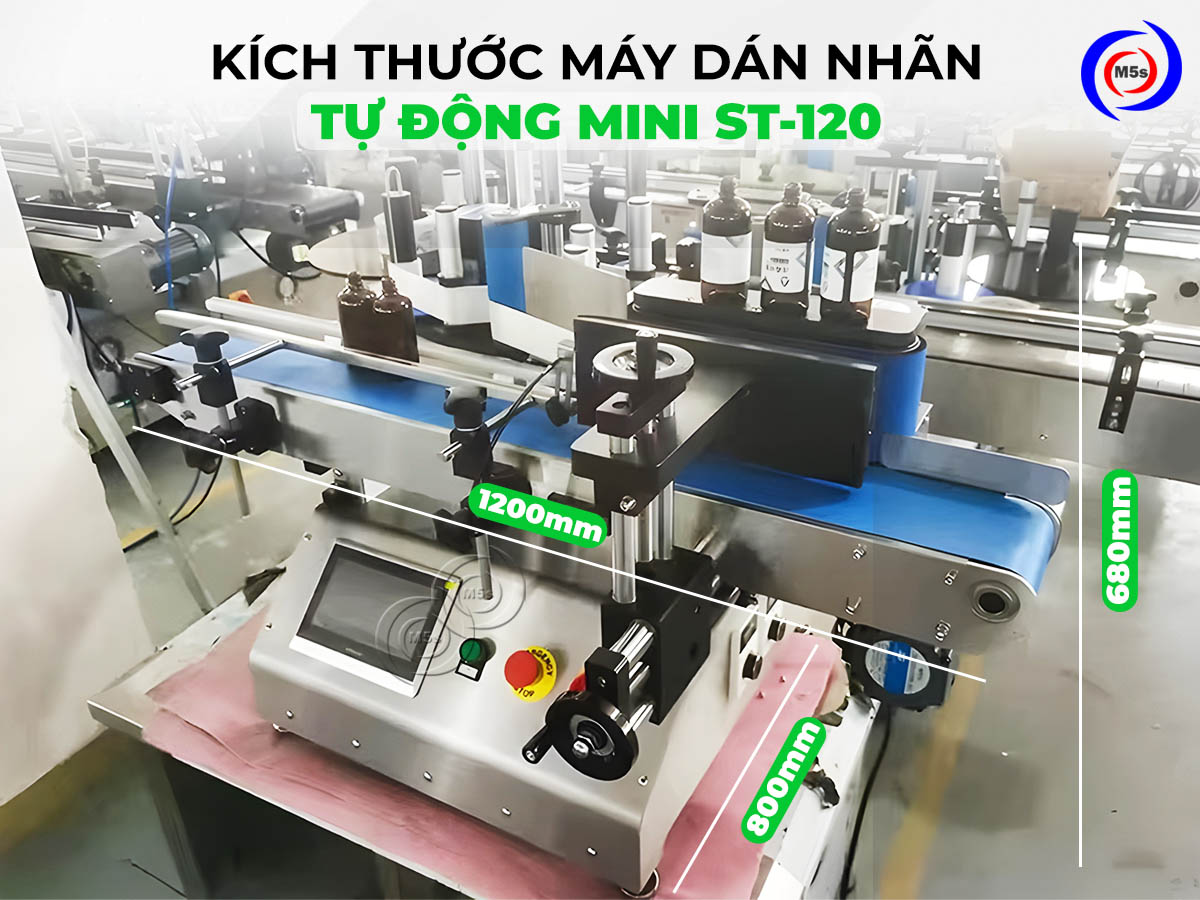 Kích thước máy dán tem nhãn tự động mini ST-120 Kích thước máy dán tem nhãn tự động mini ST-120