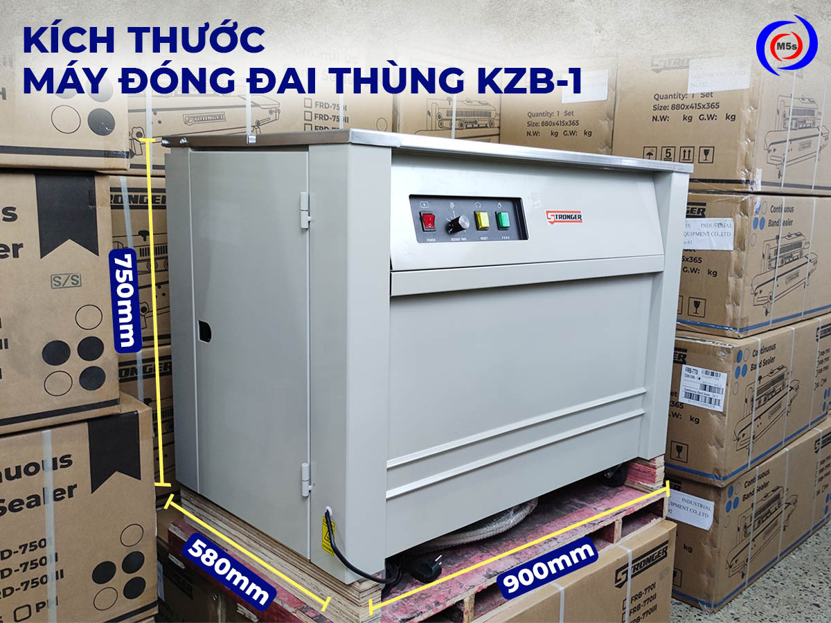 Kích thước máy đóng đai thùng KZB-1 Kích thước máy đóng đai thùng KZB-1