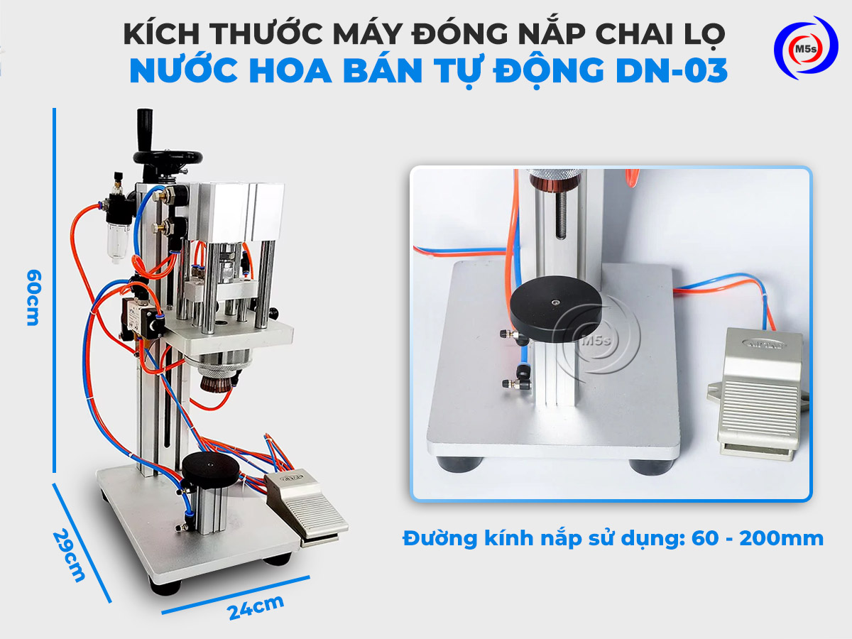 kích thước máy đóng nắp chai nước hoa DN-03 kích thước máy đóng nắp chai nước hoa DN-03