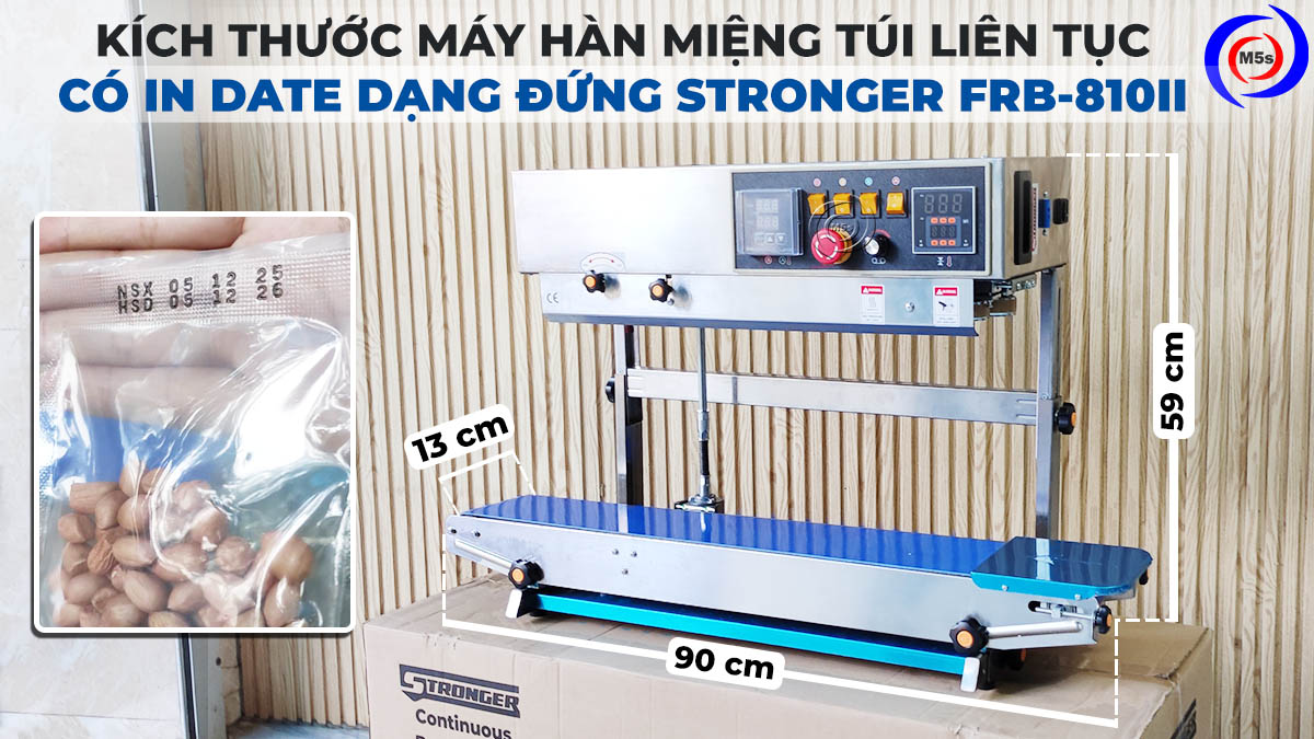 Kích thước máy hàn miệng túi dạng đứng có in date FRB-810II Kích thước máy hàn miệng túi dạng đứng có in date FRB-810II