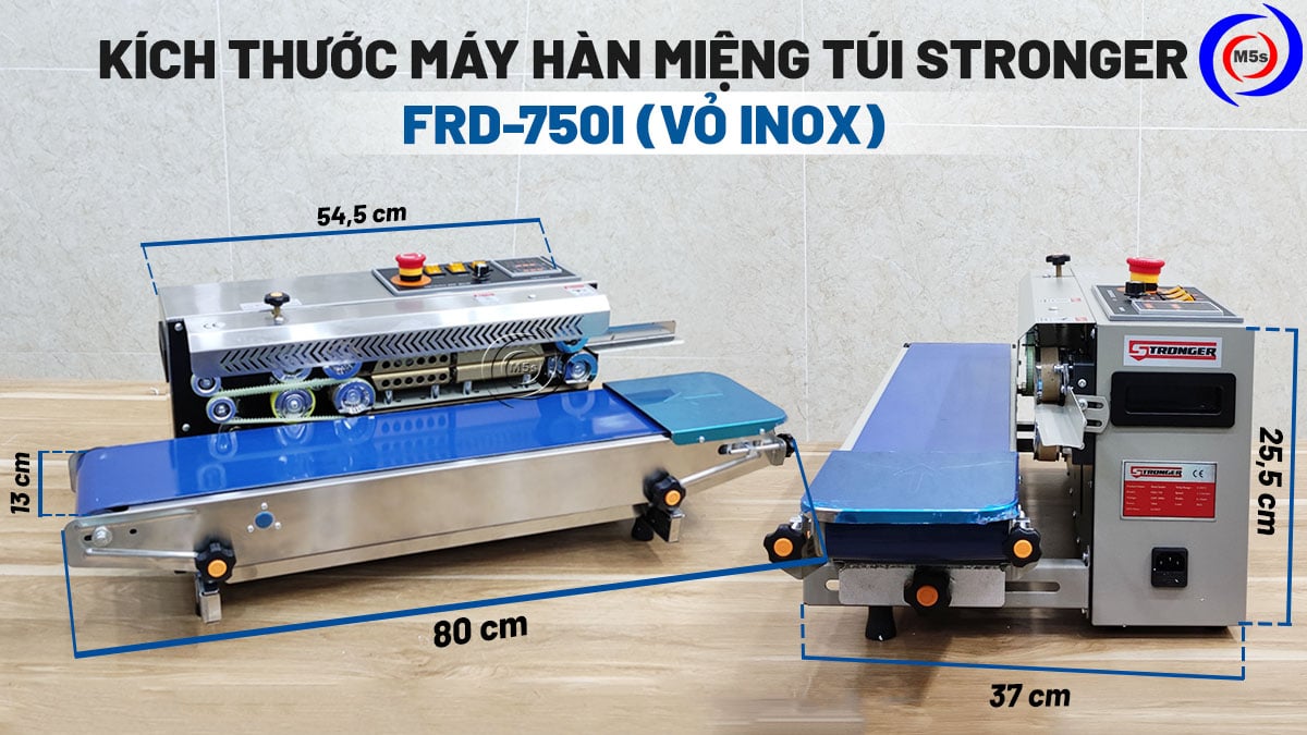 Kích thước máy hàn miệng túi FRD-750i vỏ inox Kích thước máy hàn miệng túi FRD-750i vỏ inox