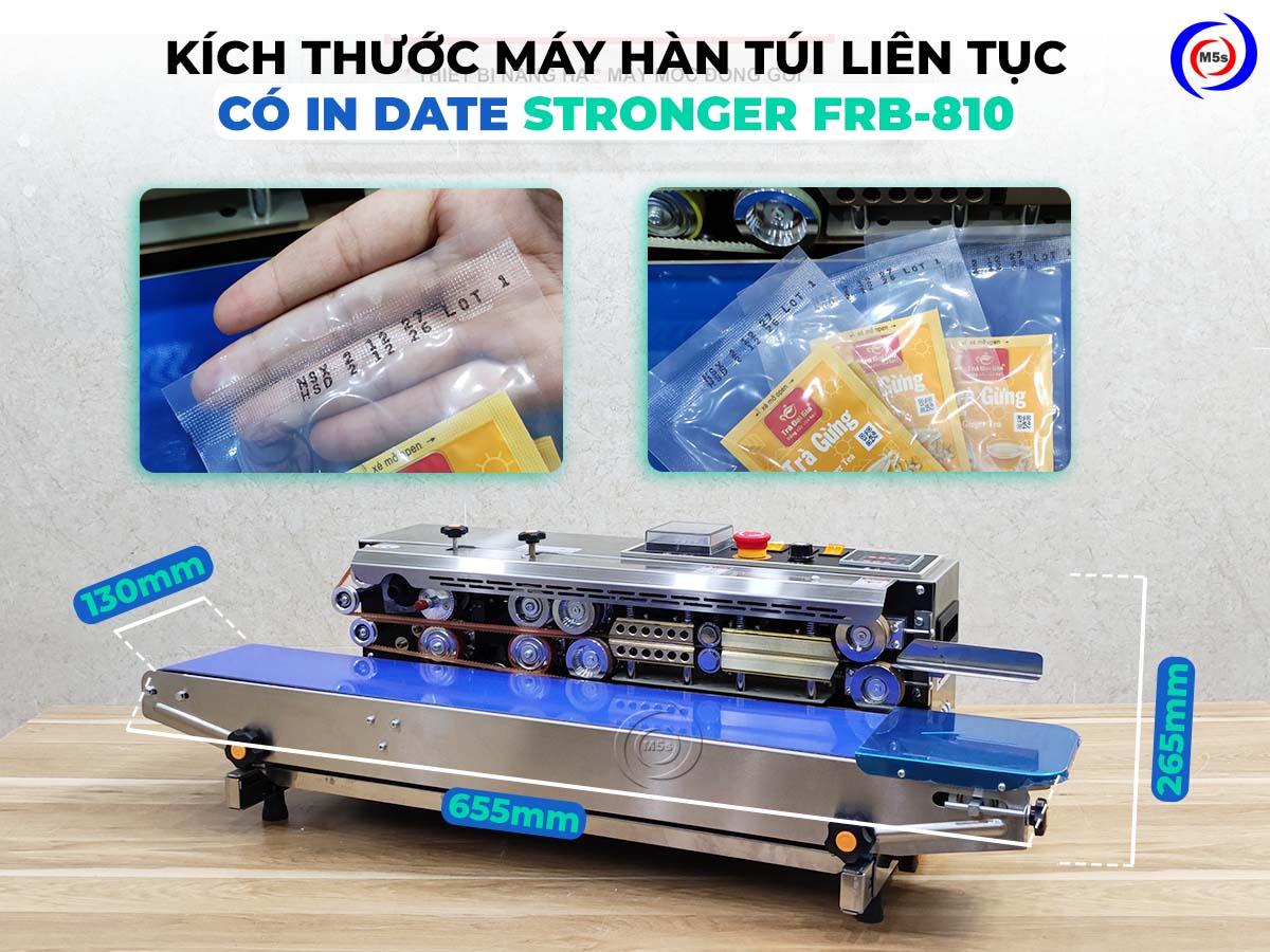 Kích thước máy hàn miệng túi có in date Stronger FRB-810 Kích thước máy hàn miệng túi có in date Stronger FRB-810