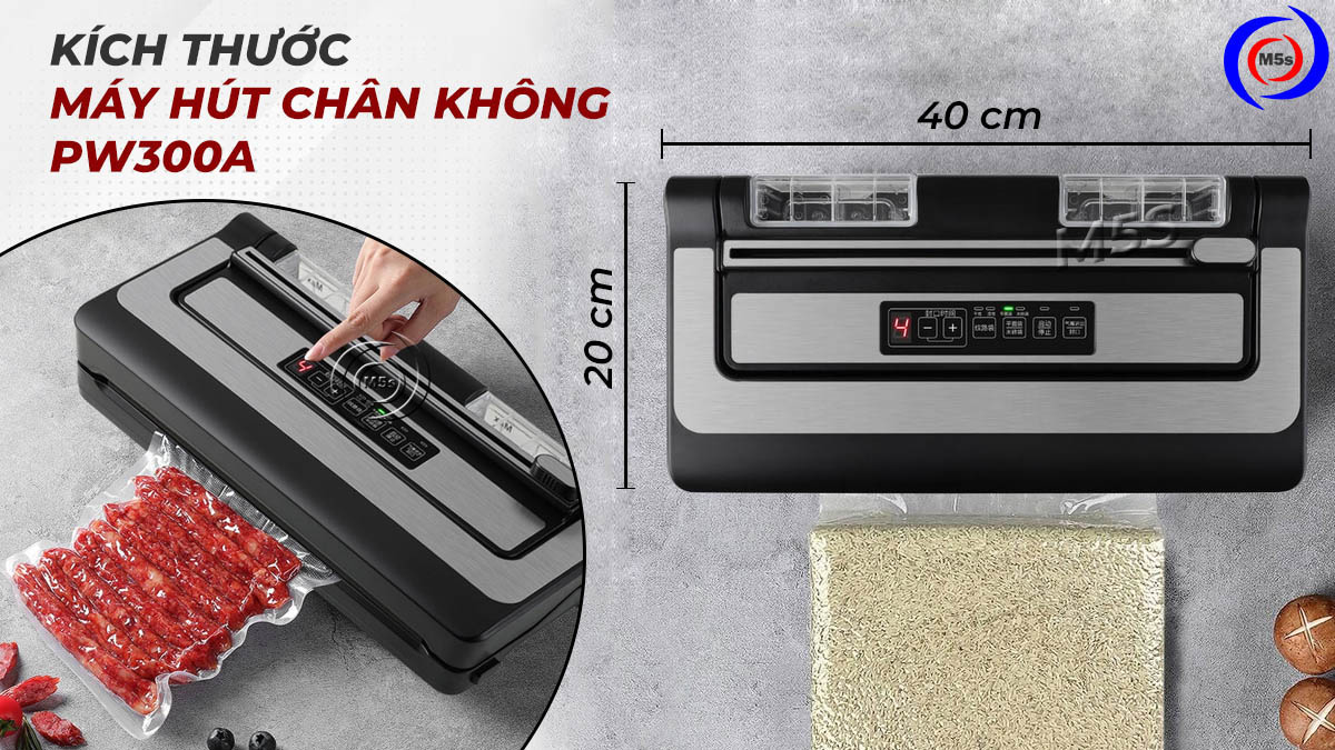 Kích thước máy hút chân không mini PW300A Kích thước máy hút chân không mini PW300A