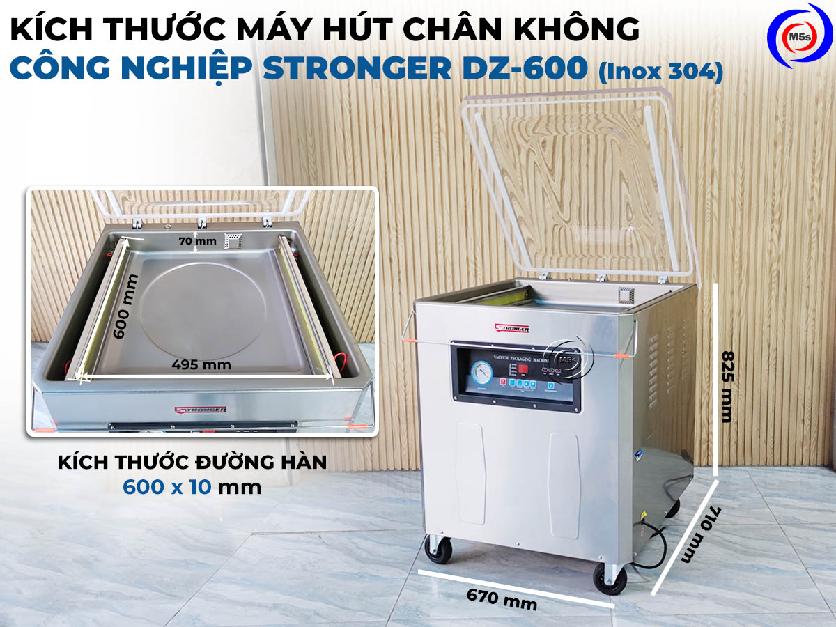 Kích thước máy hút chân không DZ-500 inox 304 Kích thước máy hút chân không DZ-500 inox 304