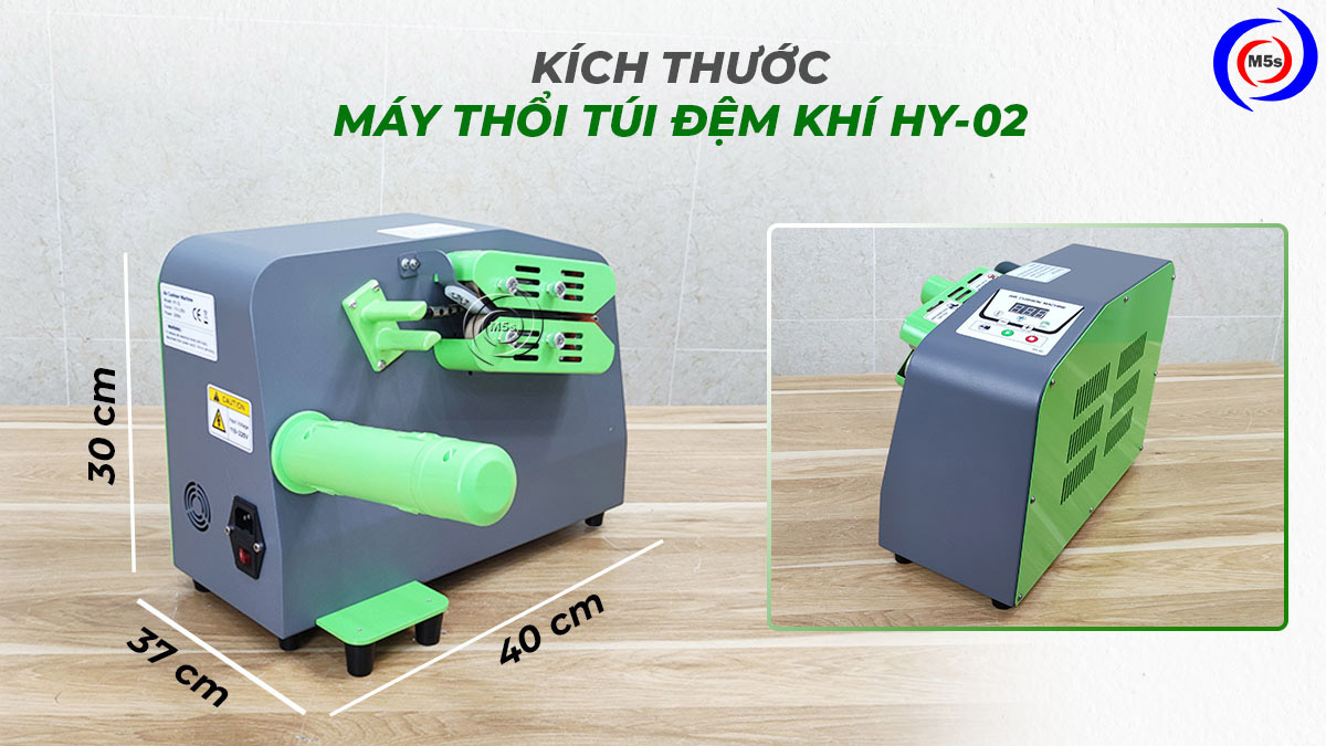 Kích thước máy thổi túi khí HY-02 Kích thước máy thổi túi khí HY-02