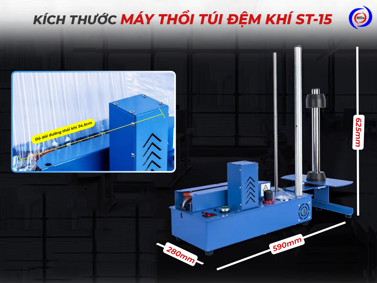 Kích thước máy thổi túi cột khí ST-15 Kích thước máy thổi túi cột khí ST-15