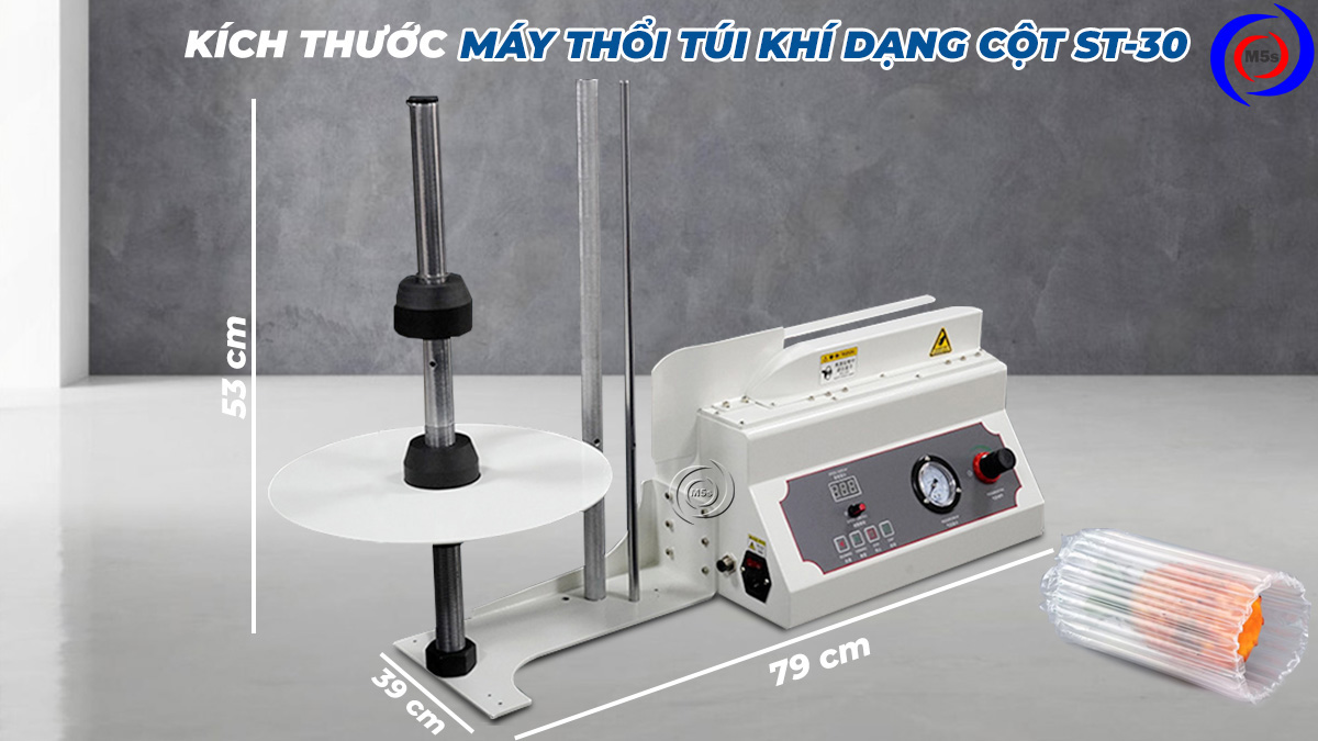Kích thước máy thổi túi đệm khí dạng cột ST-30 Kích thước máy thổi túi đệm khí dạng cột ST-30