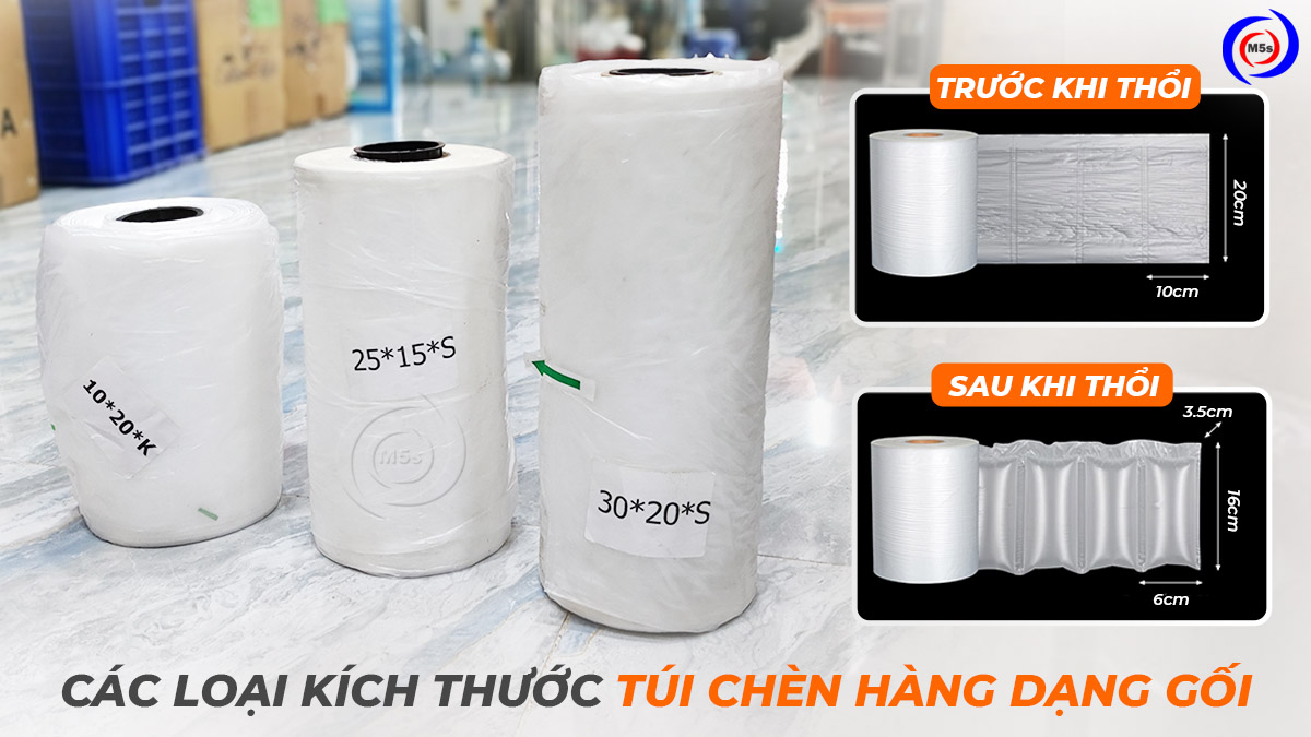 Kích thước túi chèn hạng dạng gối Kích thước túi chèn hạng dạng gối