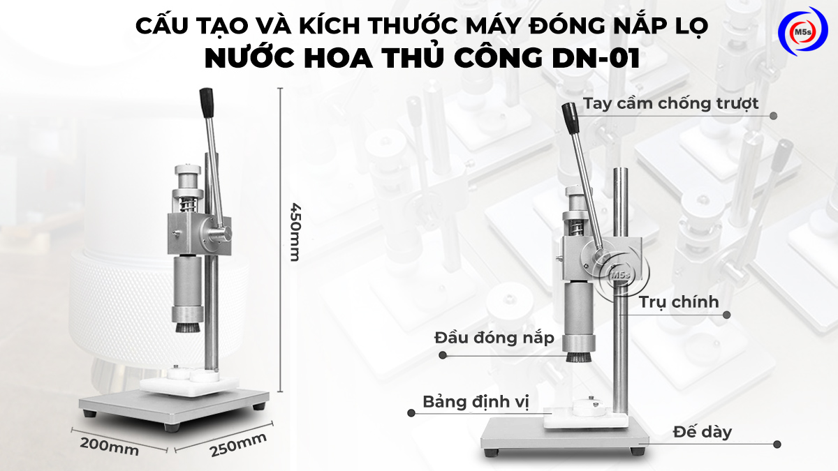 cấu tạo và kích thước máy đóng nắp lọ nước hoa DN-01 cấu tạo và kích thước máy đóng nắp lọ nước hoa DN-01