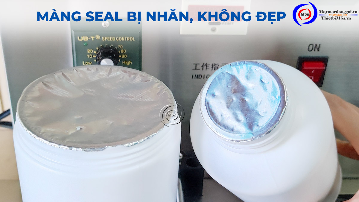 Lỗi màng seal nhôm bị nhăn, không đẹp Lỗi màng seal nhôm bị nhăn, không đẹp