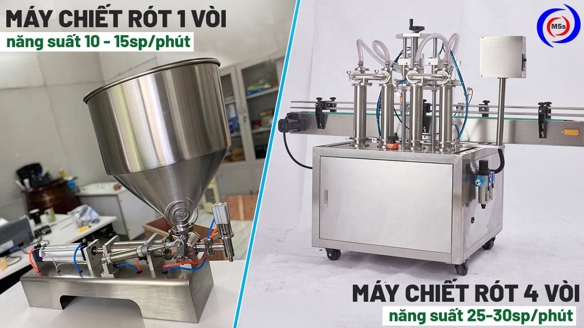 máy chiết rót 1 vòi và 4 vòi máy chiết rót 1 vòi và 4 vòi