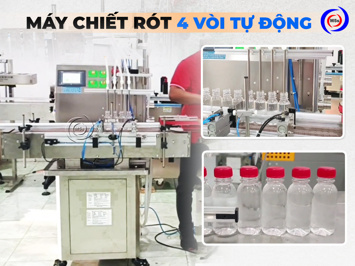 máy chiết rót chất lỏng 4 vòi tự động CR7 máy chiết rót chất lỏng 4 vòi tự động CR7
