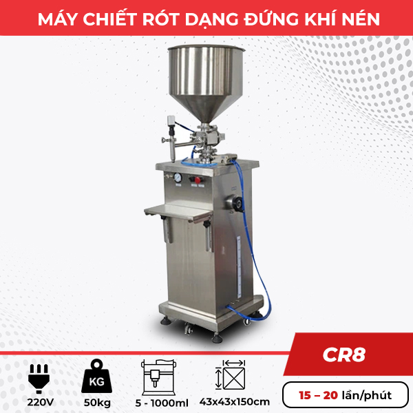 Máy chiết rót khí nén bán tự động dạng đứng CR8 Máy chiết rót khí nén bán tự động dạng đứng CR8