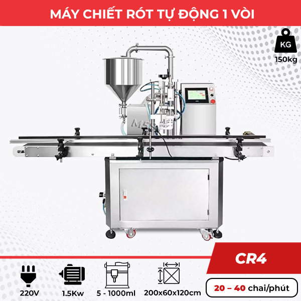 Máy chiết rót tự động 1 vòiCR4 Máy chiết rót tự động 1 vòiCR4