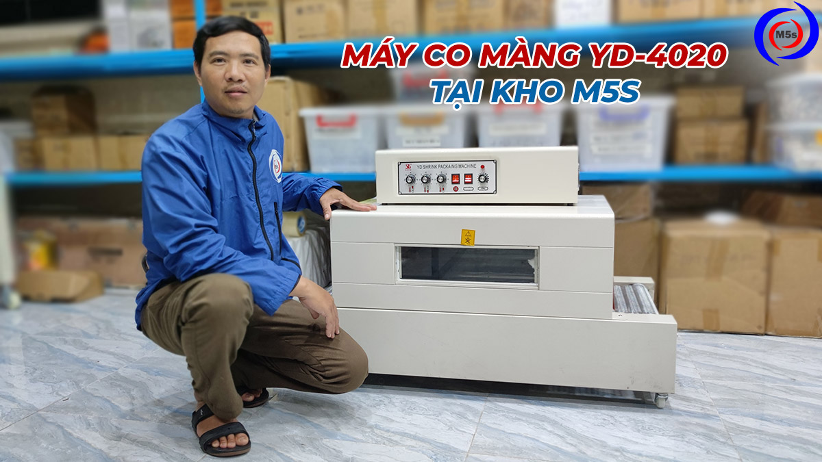 Máy co màng băng tải dạng lưới YD-4020 tại kho M5s