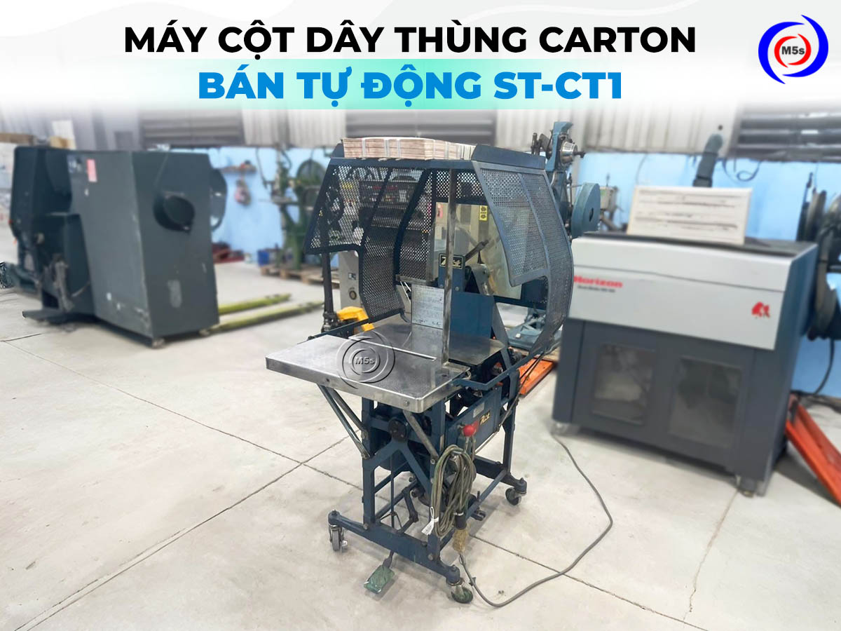 Máy cột dây thùng carton bán tự động ST-CT1 Máy cột dây thùng carton bán tự động ST-CT1