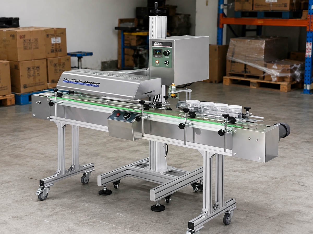 máy dán màng seal nhôm tự động có băng tải 2200C-BT máy dán màng seal nhôm tự động có băng tải 2200C-BT