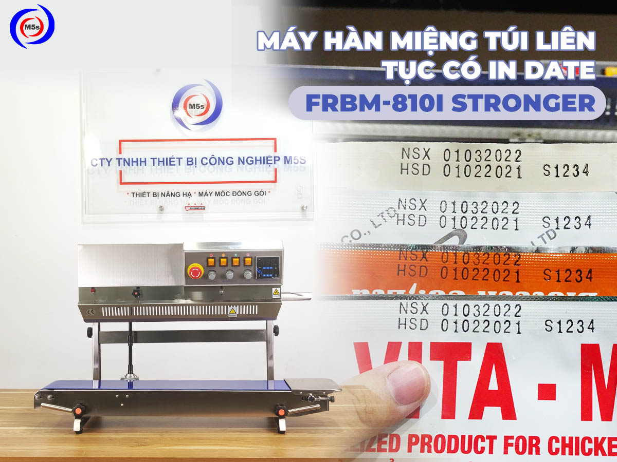 Máy hàn miệng túi liên tục dạng đứng có in date FRBM-810ID Máy hàn miệng túi liên tục dạng đứng có in date FRBM-810ID