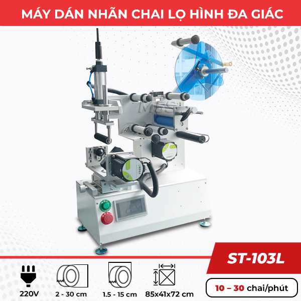 Máy dán tem nhãn chai lọ hình đa giác ST-103L Máy dán tem nhãn chai lọ hình đa giác ST-103L