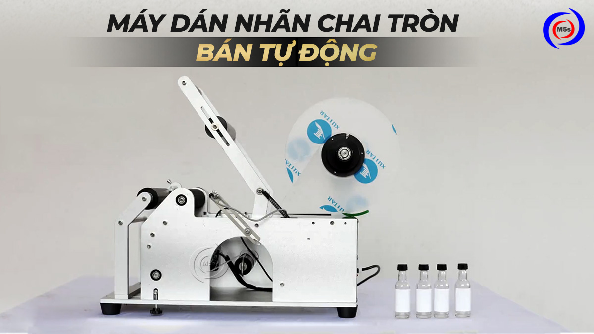 Máy dán nhãn chai tròn bán tự động Máy dán nhãn chai tròn bán tự động