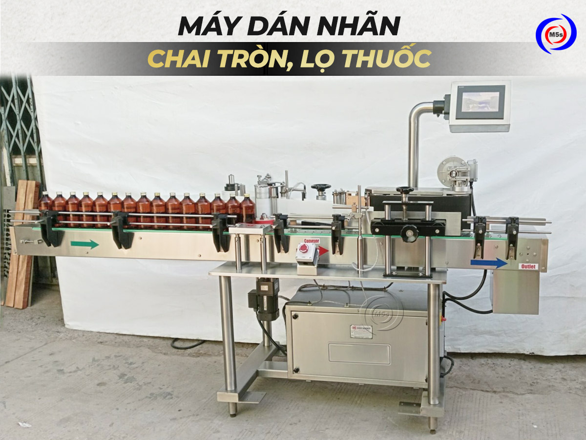 Máy dán nhãn chai tròn, lọ thuốc Máy dán nhãn chai tròn, lọ thuốc