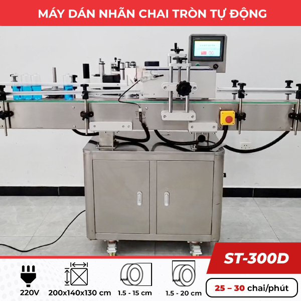 máy dán tem nhãn chai tròn tự động ST-300A máy dán tem nhãn chai tròn tự động ST-300A