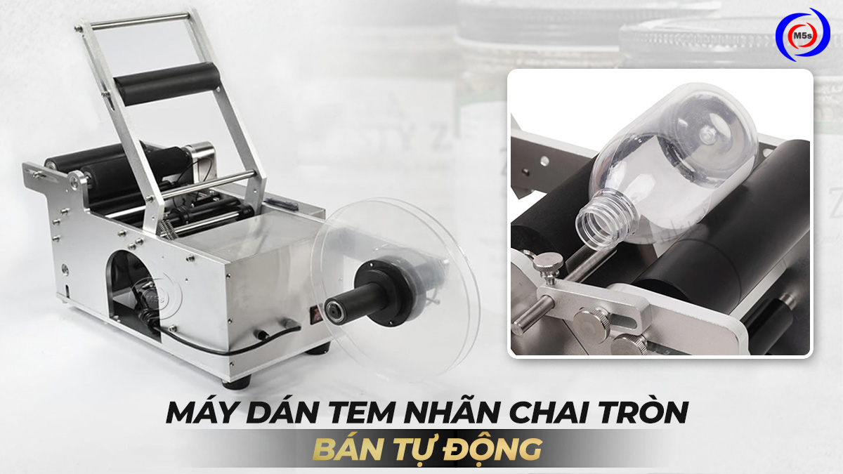 Máy dán tem nhãn chai tròn bán tự động Máy dán tem nhãn chai tròn bán tự động