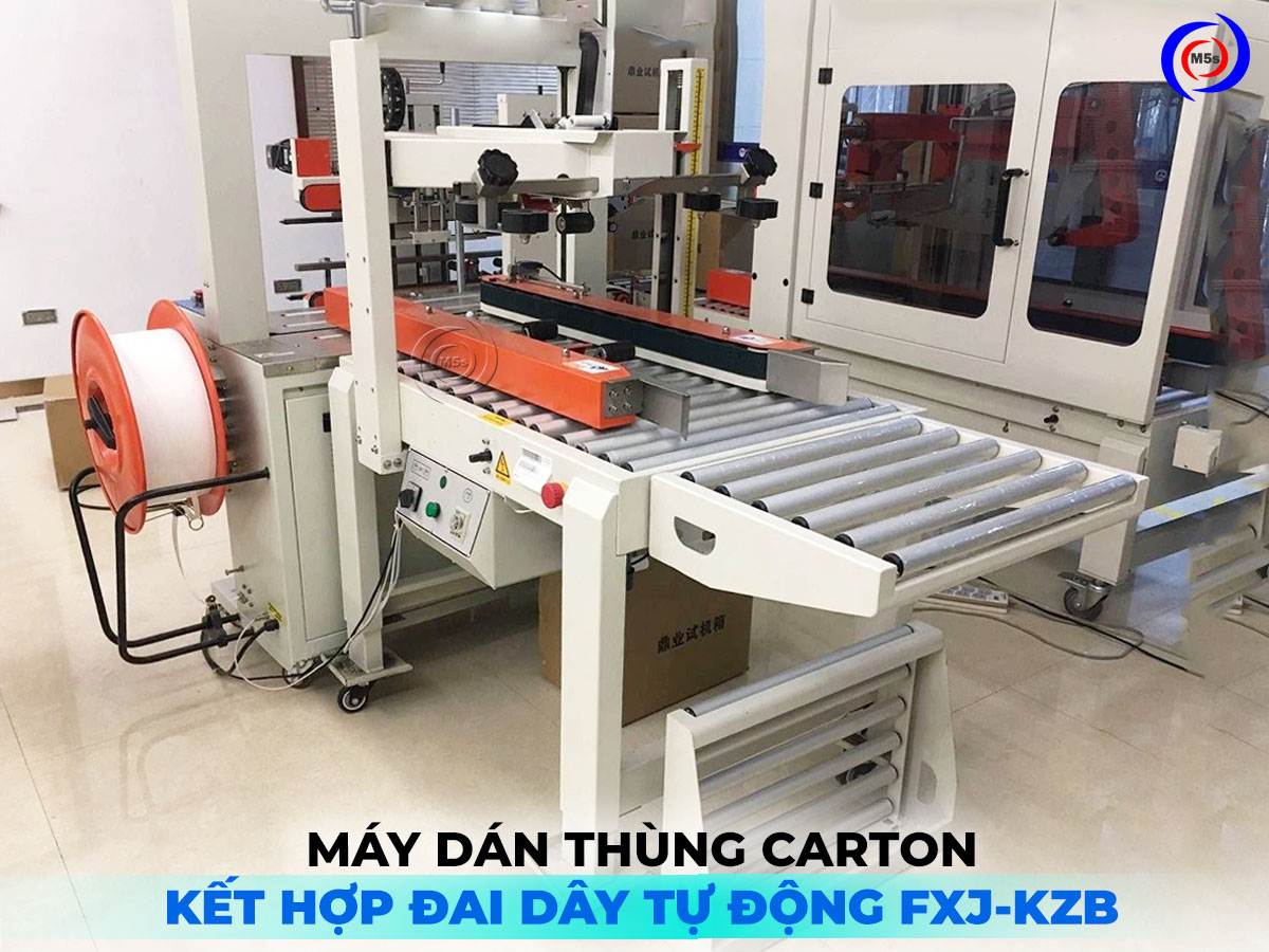 Máy dán keo thùng kết hợp đóng đai tự động FXJ-KZB