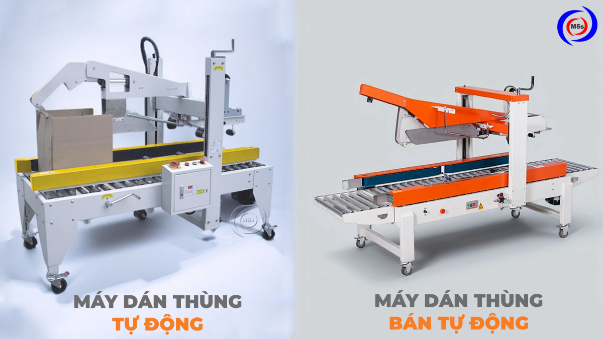 máy dán thùng carton tự động và bán tự động