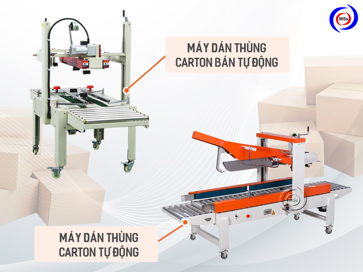 Máy dán thùng carton tự động và bán tự động Máy dán thùng carton tự động và bán tự động