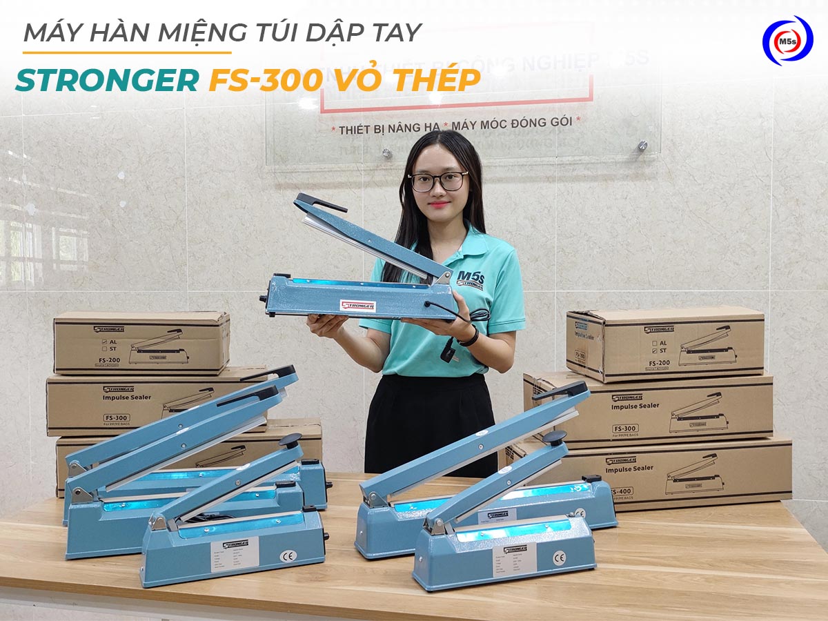 Máy hàn miệng túi dập tay FS-300 vỏ thép Stronger Máy hàn miệng túi dập tay FS-300 vỏ thép Stronger