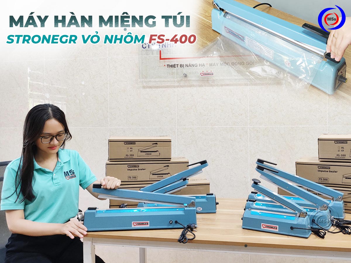Máy hàn miệng túi dập tay Stronger FS-400 vỏ nhôm Máy hàn miệng túi dập tay Stronger FS-400 vỏ nhôm