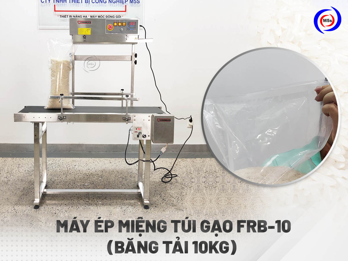 Máy ép miệng túi gạo FRB-10 (băng tải 10kg) Máy ép miệng túi gạo FRB-10 (băng tải 10kg)