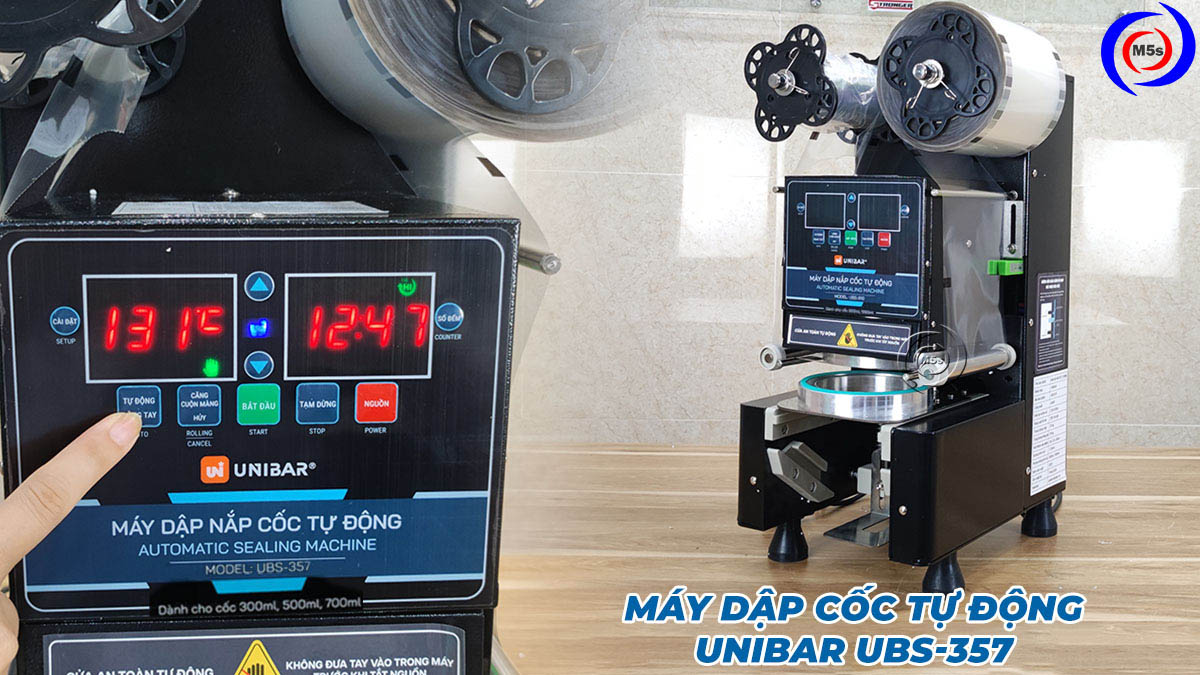 Máy ép miệng ly tự động Unibar UBS-357 Máy ép miệng ly tự động Unibar UBS-357