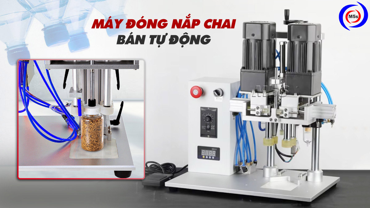 máy đóng nắp chai nước bán tự động máy đóng nắp chai nước bán tự động