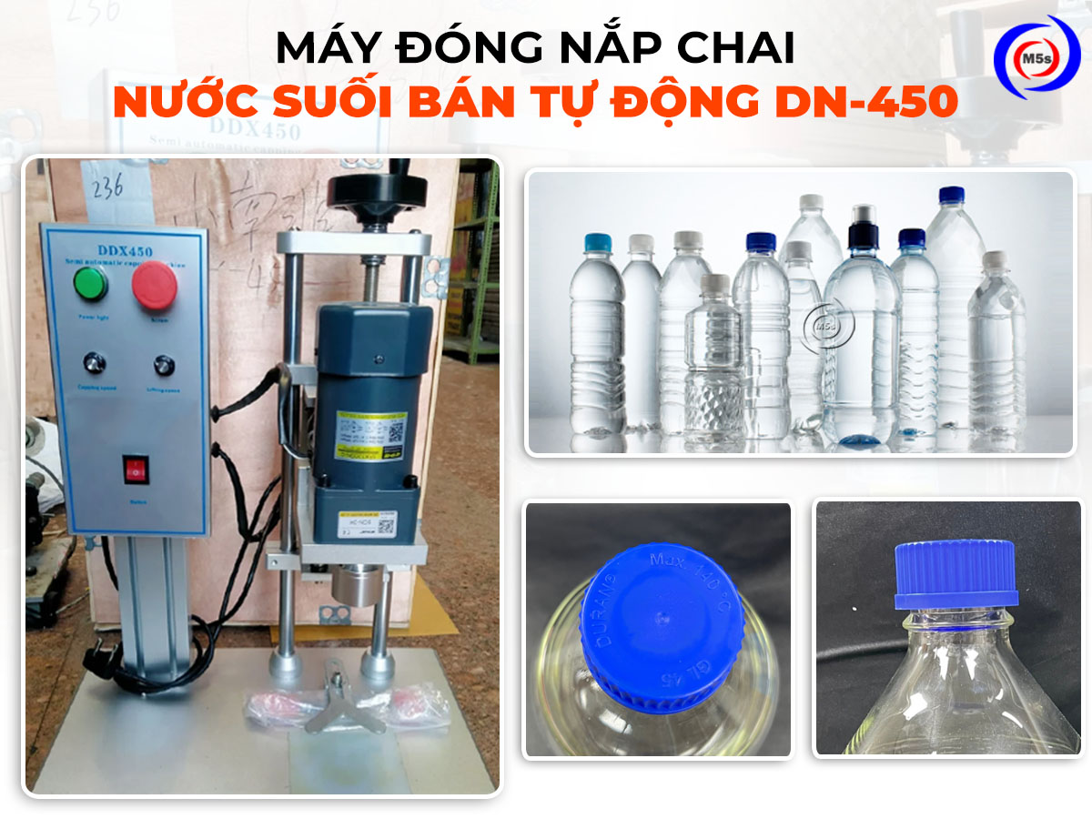 máy đóng nắp chai nước suối bán tự động DN-450 máy đóng nắp chai nước suối bán tự động DN-450