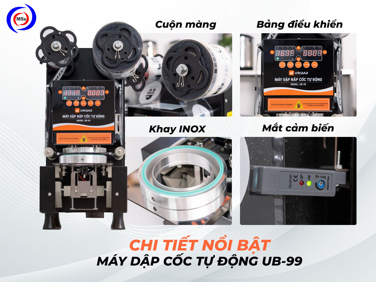 Máy ép miệng ly giấy tự động Unibar UB-99 Máy ép miệng ly giấy tự động Unibar UB-99