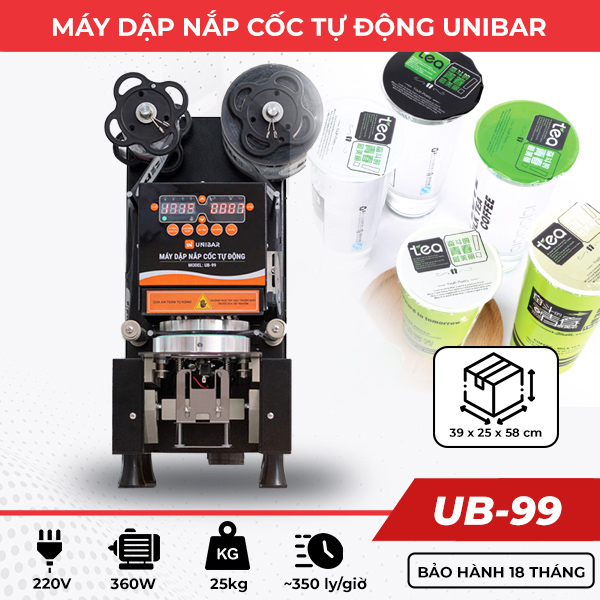 Máy ép miệng ly giấy tự động Unibar UB-99 Máy ép miệng ly giấy tự động Unibar UB-99