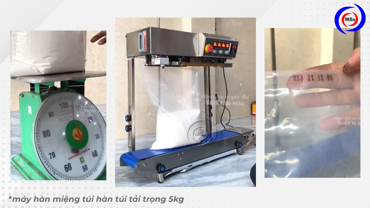 Máy hàn miệng túi tải trọng băng tải 5kg Máy hàn miệng túi tải trọng băng tải 5kg