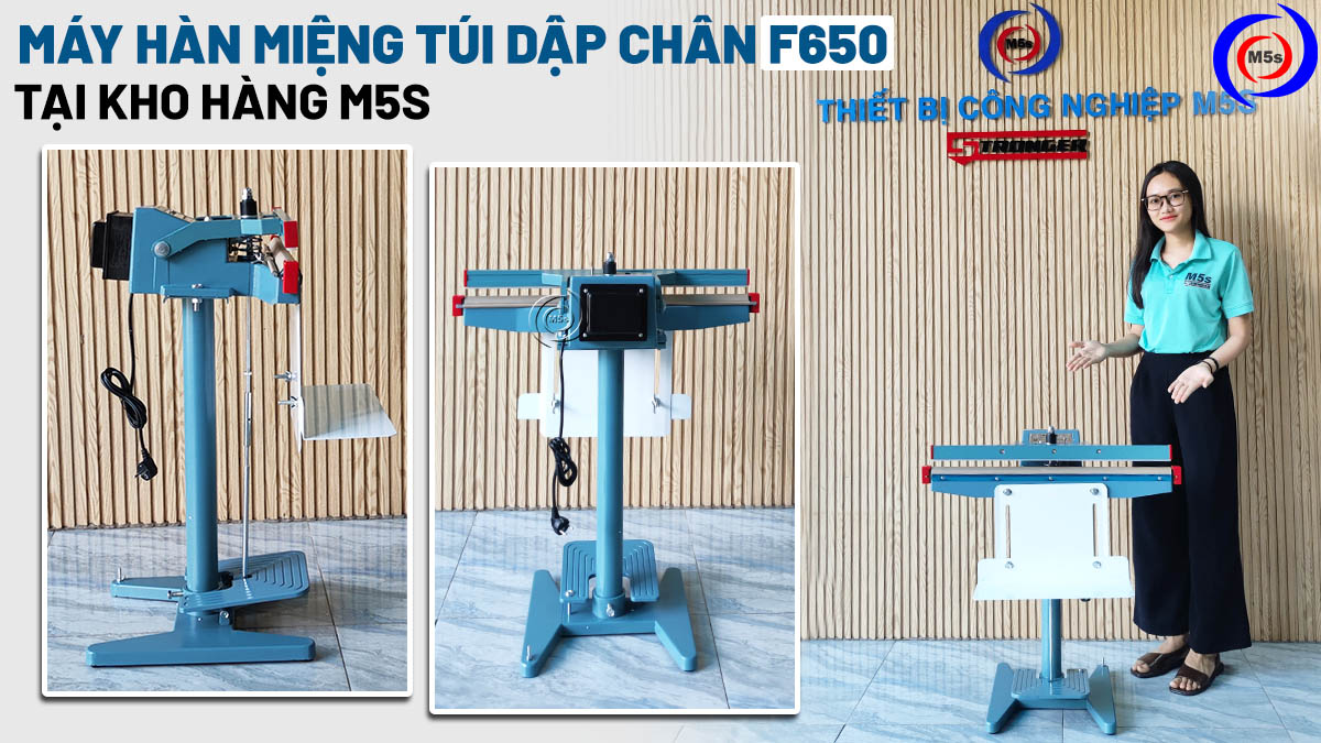 Máy hàn miệng túi dập chân F-650 tại công ty M5s Máy hàn miệng túi dập chân F-650 tại công ty M5s