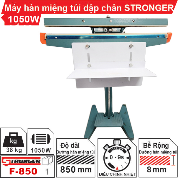 Máy hàn miệng túi dập chân Stronger F-850 Máy hàn miệng túi dập chân Stronger F-850