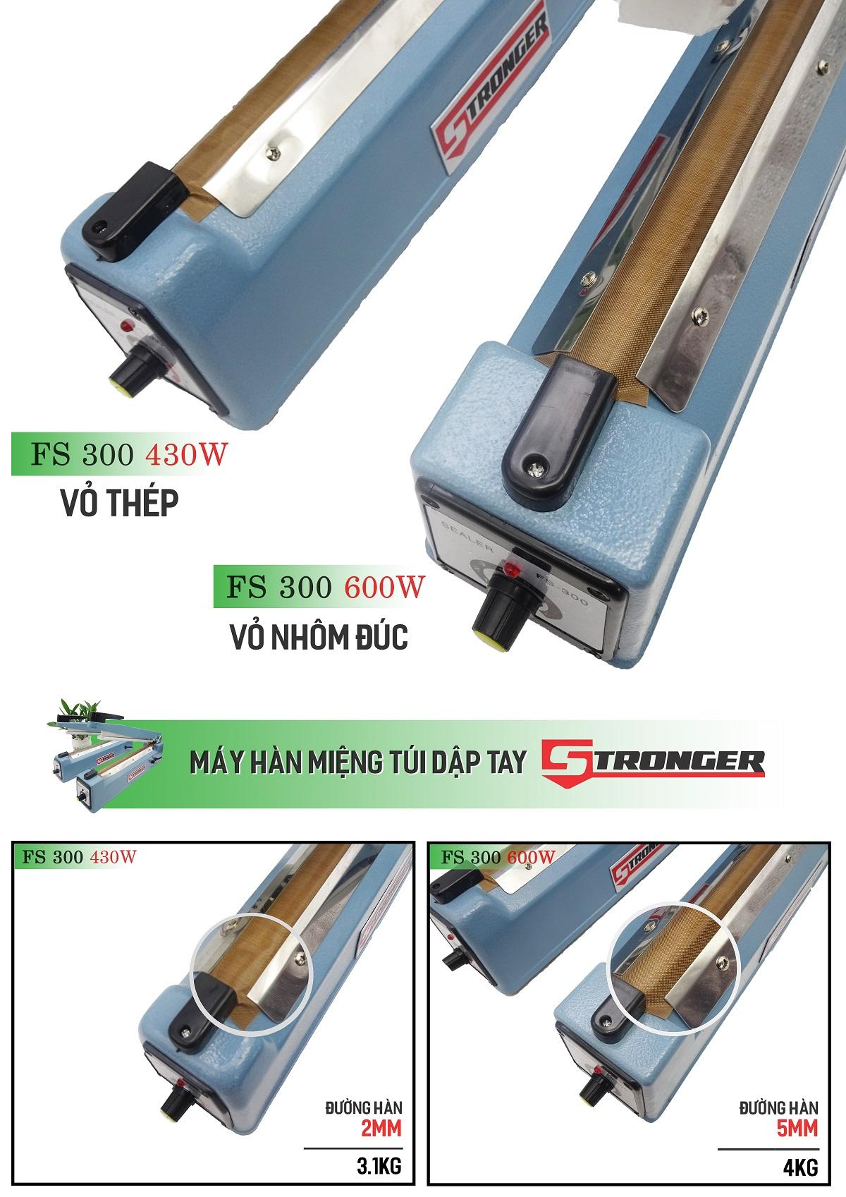 Máy hàn miệng túi mini dập tay FS300 Stronger Máy hàn miệng túi mini dập tay FS300 Stronger