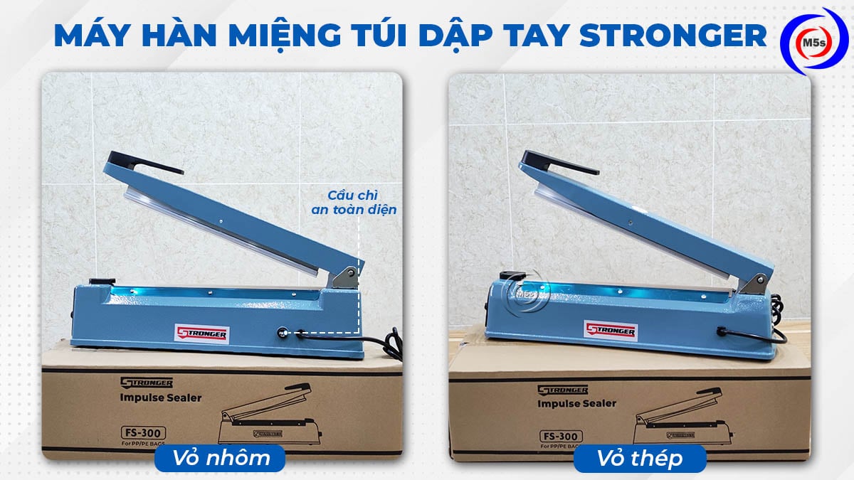 Máy hàn miệng túi dập tay Stronger vỏ nhôm và vỏ thép Máy hàn miệng túi dập tay Stronger vỏ nhôm và vỏ thép