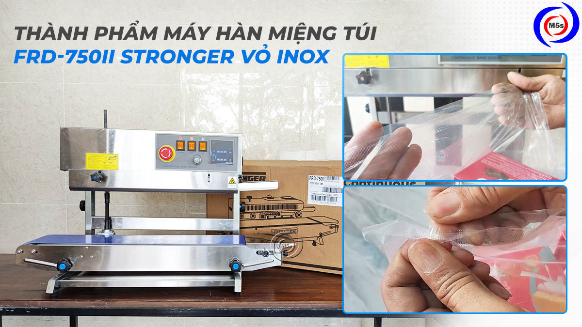Thành phẩm của máy hàn túi liên tục vỏ inox FRD-750II Thành phẩm của máy hàn túi liên tục vỏ inox FRD-750II