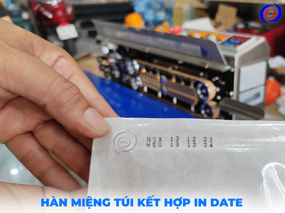 Máy hàn miệng túi liên tục kết hợp in date Máy hàn miệng túi liên tục kết hợp in date
