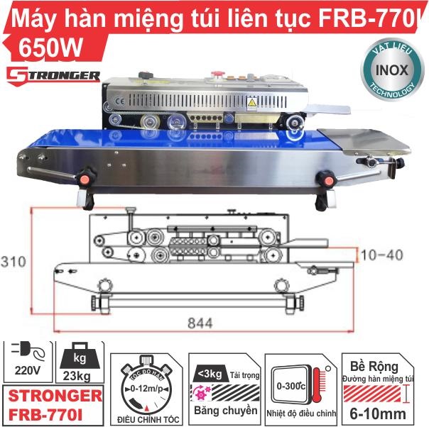máy hàn miệng túi liên tục nằm ngang Stronger FRB-770I vỏ inox máy hàn miệng túi liên tục nằm ngang Stronger FRB-770I vỏ inox