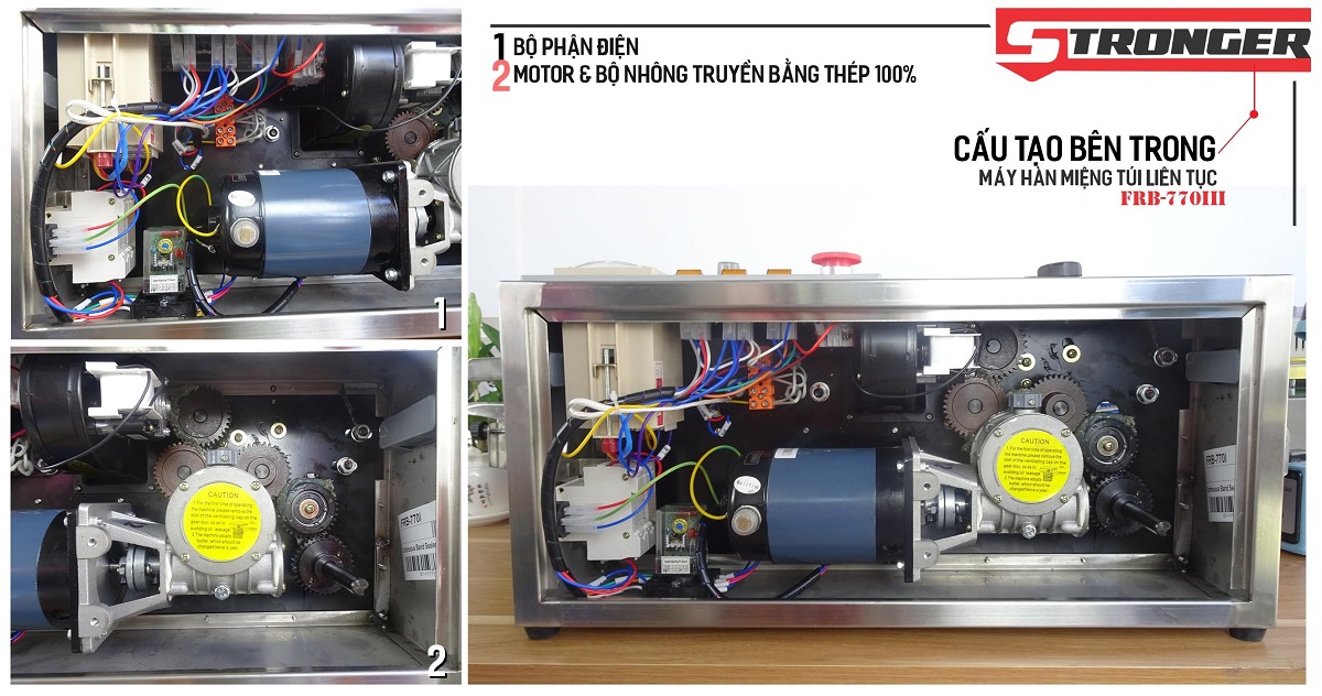 máy hàn miệng túi liên tục Máy hàn miệng túi liên tục STRONGER FRB-770III – Có chân đứng