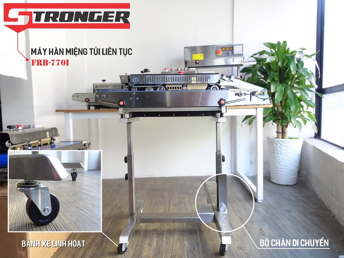 máy hàn miệng túi liên tục Máy hàn miệng túi liên tục STRONGER FRB-770III – Có chân đứng