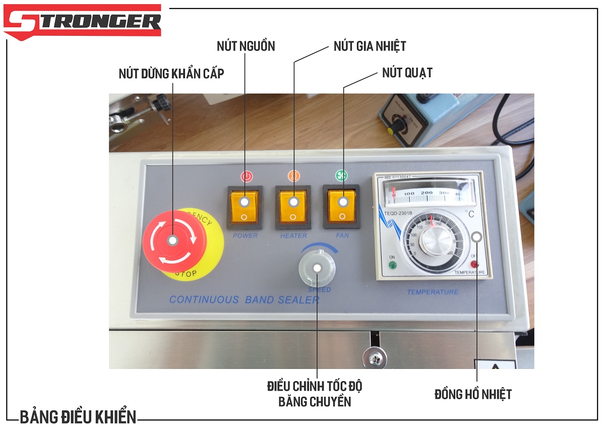 Bảng điều khiển máy hàn miệng túi liên tục STRONGER FRD-750-IN vỏ inox Bảng điều khiển máy hàn miệng túi liên tục STRONGER FRD-750-IN vỏ inox