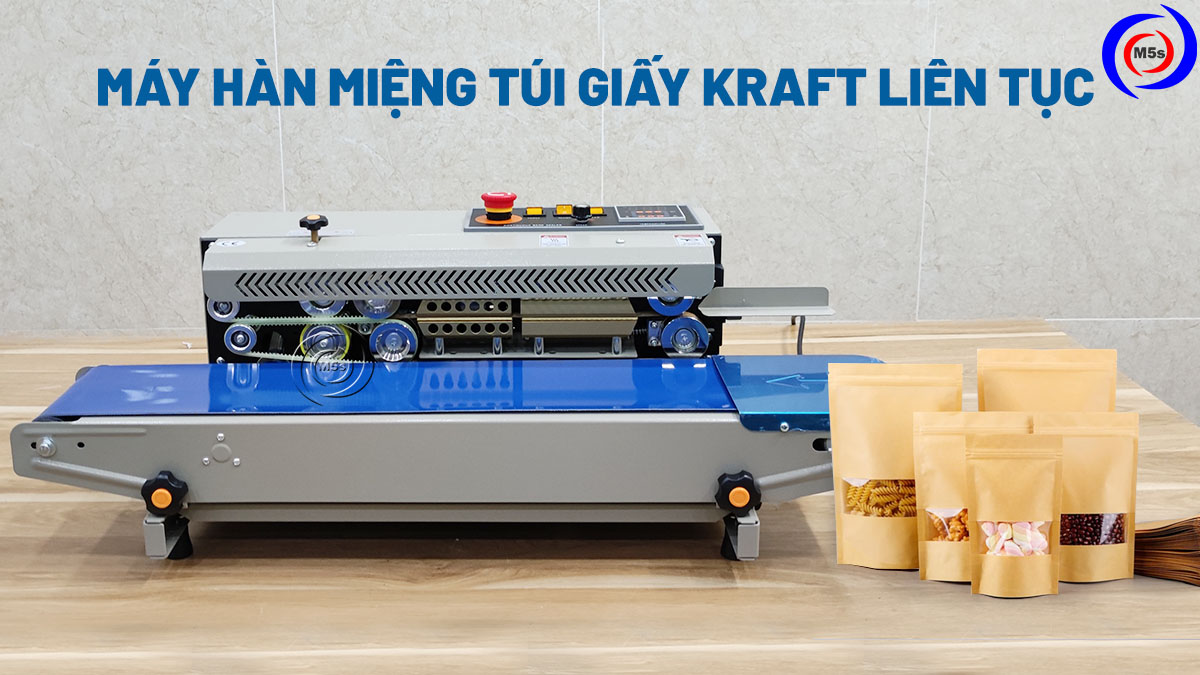 Máy hàn miệng túi giấy kraft liên tục Máy hàn miệng túi giấy kraft liên tục